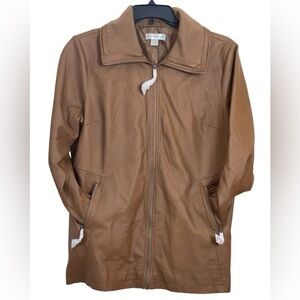 NWT Christopher & Banks Women's Size Large Brown Faux Leather Jacket